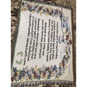 Welcome New Baby Blanket Wall Hanging  50”x 36" Cute Saying Damage Free Nice One